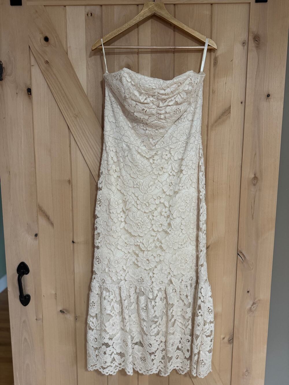 Shoshanna Midnight | Darlene Corded Ivory Lace Strapless Cocktail Dress | Sze 10